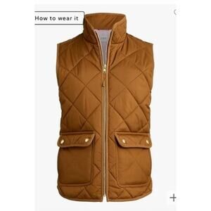 NWT J.Crew Quilted Vest Brown w/ Pink Lining | Size S | chestnut